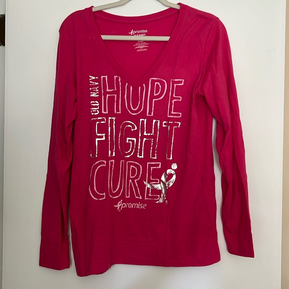 Old Navy Hot Pink Breast Cancer Shirt size large